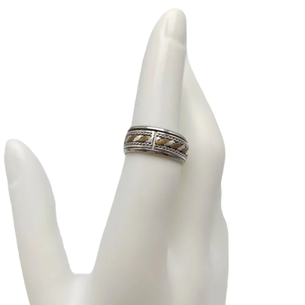 Braided Band Ring Size 6 Copper Sterling Silver Fidget Spinner Ring Vintage